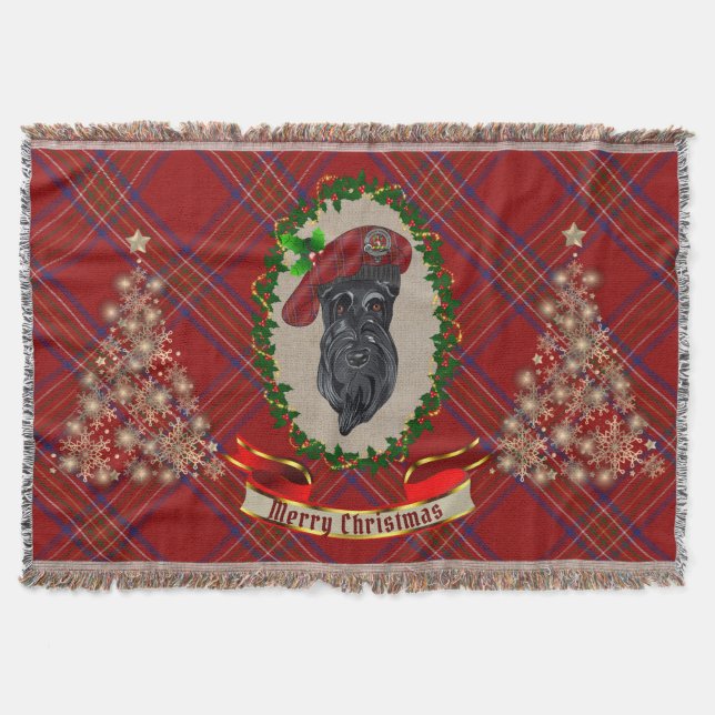 Burnett Scottie Dog Christmas Throw Blanket (Front)