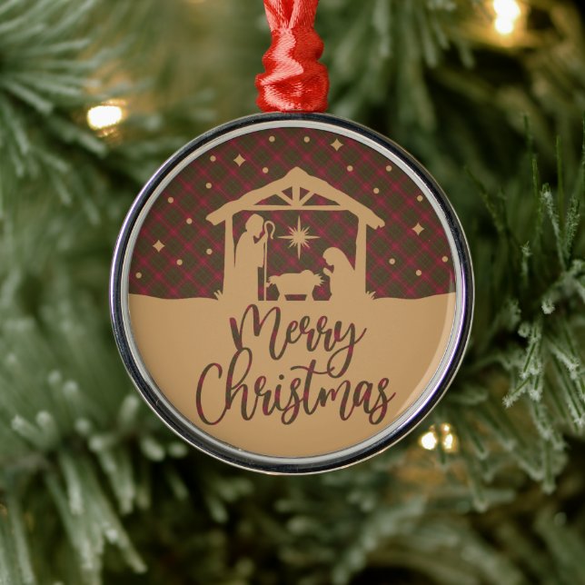 Burnett Weathered  Scottish Tartan Christmas Metal Tree Decoration (Tree)