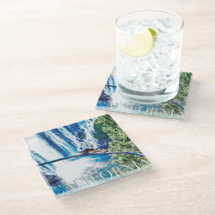 Burney Falls, CA Poster Glass Coaster