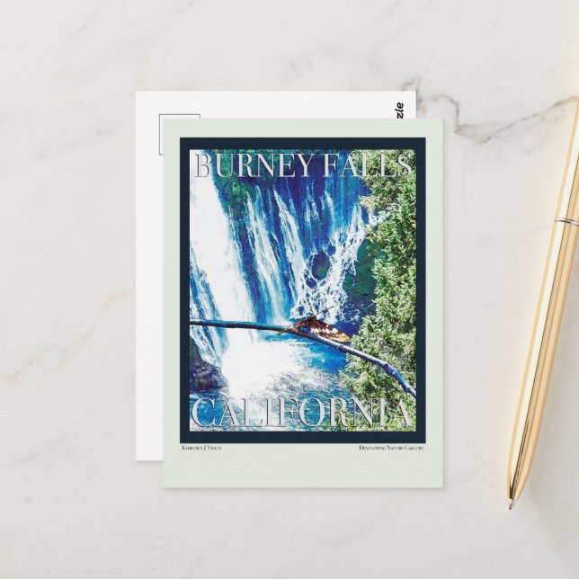 Burney Falls, CA Poster Postcard (Front/Back In Situ)