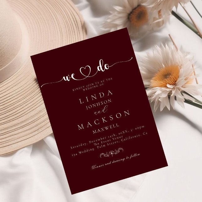 Burngundy & Ivory botanical crest  Invitation (Creator Uploaded)