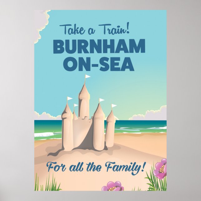 BURNHAM-ON-SEA sandcastle travel poster (Front)