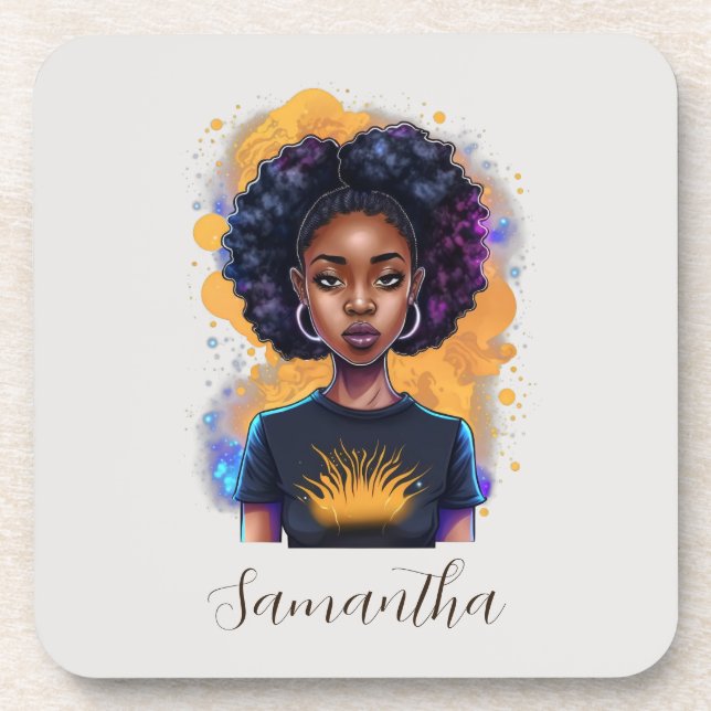 Burning Afro Woman Coaster (Front)