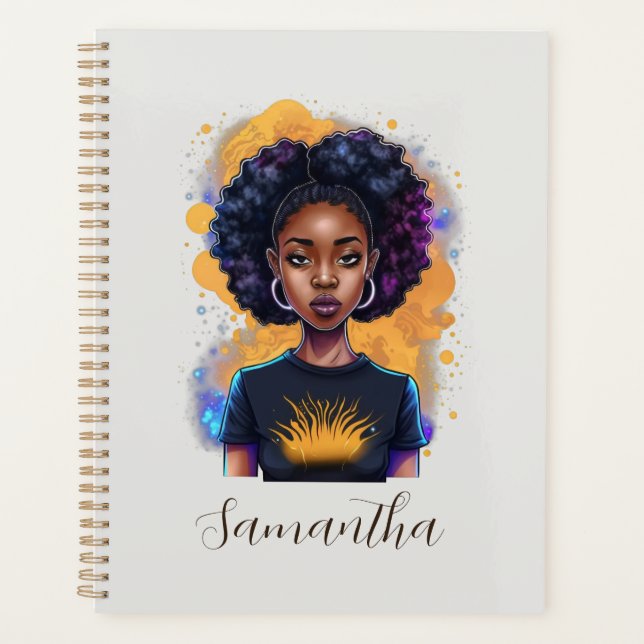 Burning Afro Woman Planner (Front)