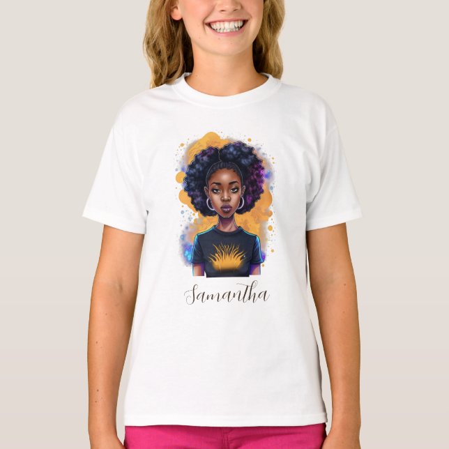 Burning Afro Woman T-Shirt (Front)