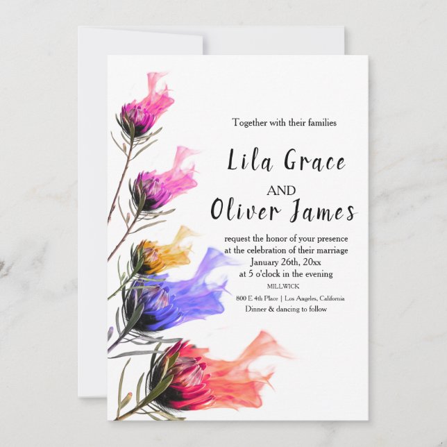 Burning Bloom Elegance Wedding Invitation  (Front)