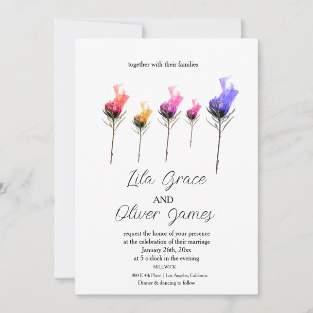 Burning Bloom Elegance Wedding Invitation (Front)