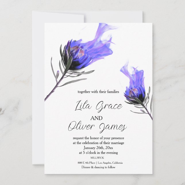 Burning Bloom Elegance Wedding Invitation  (Front)