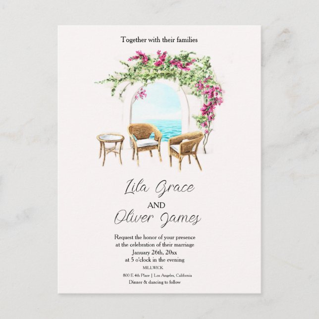 Burning Bloom Elegance Wedding Invitation Postcard (Front)