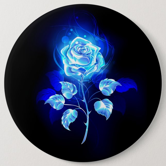 Burning Blue Rose 6 Cm Round Badge (Front)