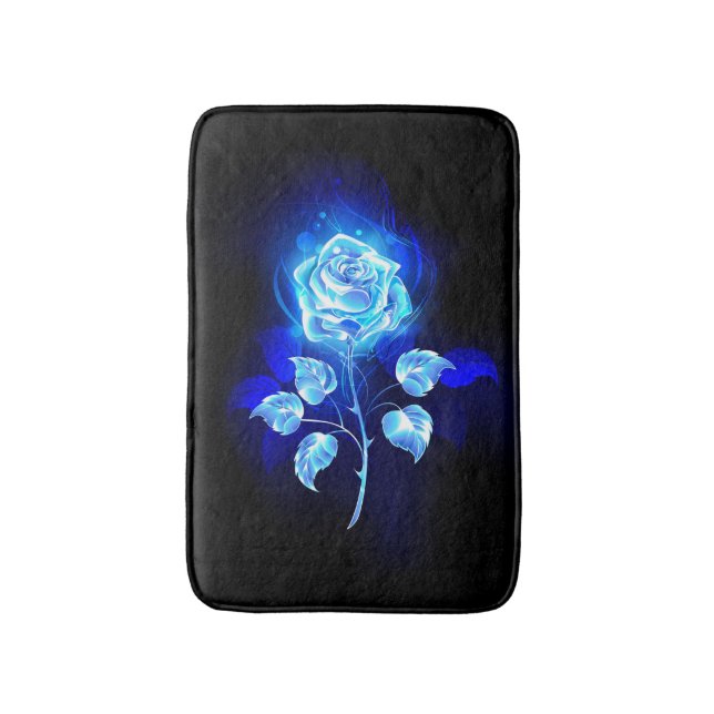 Burning Blue Rose Bath Mat (Front Vertical)