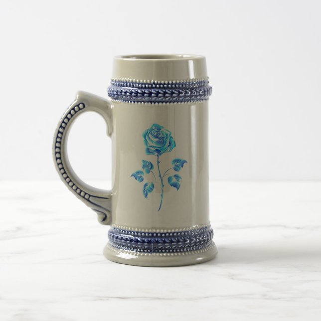 Burning Blue Rose Beer Stein (Left)