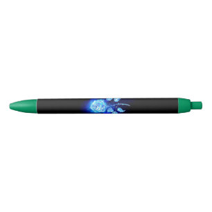 Burning Blue Rose Black Ink Pen
