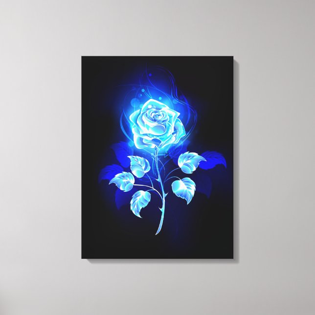 Burning Blue Rose Canvas Print (Front)