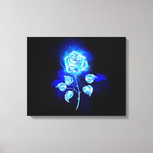Burning Blue Rose Canvas Print