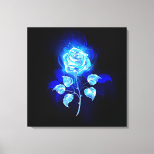 Burning Blue Rose Canvas Print