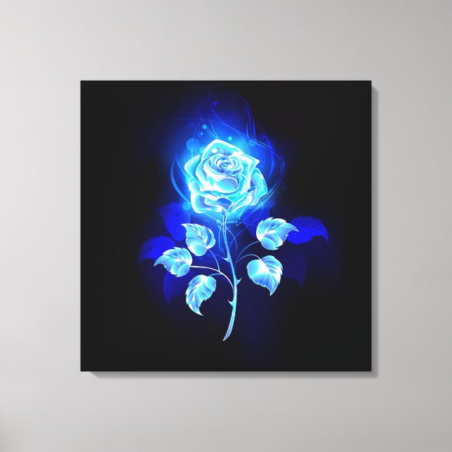 Burning Blue Rose Canvas Print (Front)