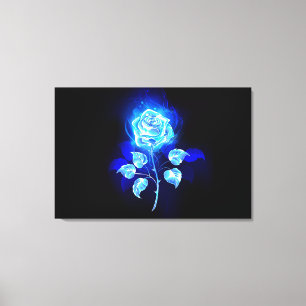 Burning Blue Rose Canvas Print
