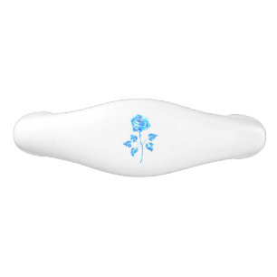Burning Blue Rose Ceramic Drawer Pull