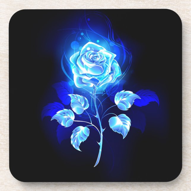 Burning Blue Rose Coaster (Front)
