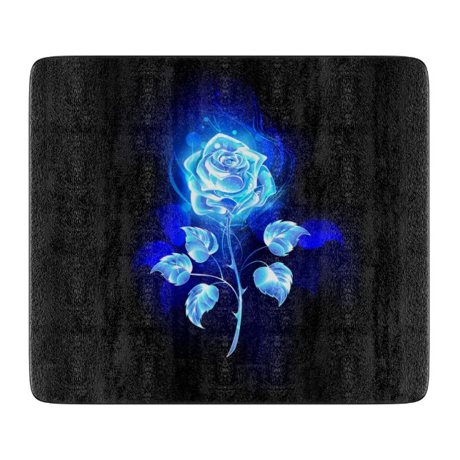 Burning Blue Rose Cutting Board (Front)