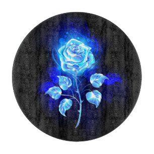 Burning Blue Rose Cutting Board