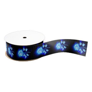 Burning Blue Rose Grosgrain Ribbon