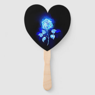 Burning Blue Rose Hand Fan