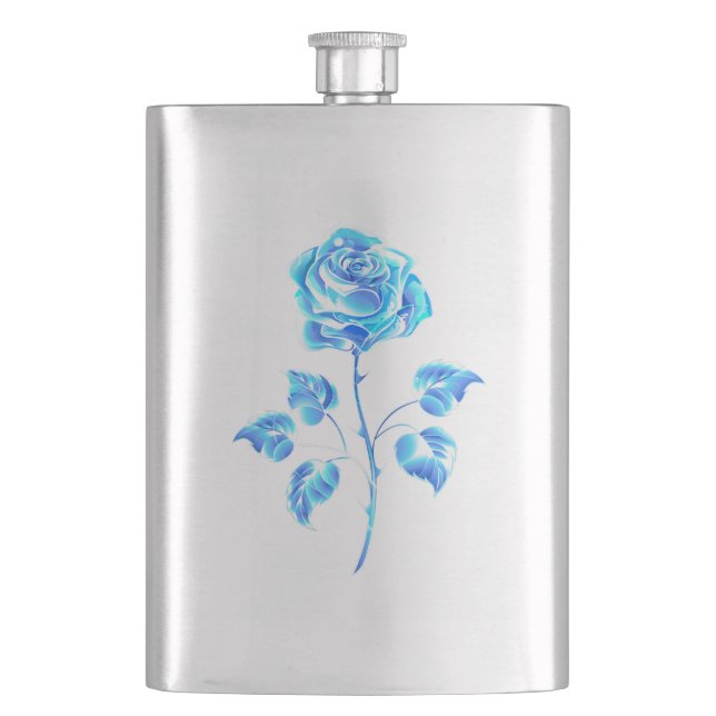 Burning Blue Rose Hip Flask (Front)