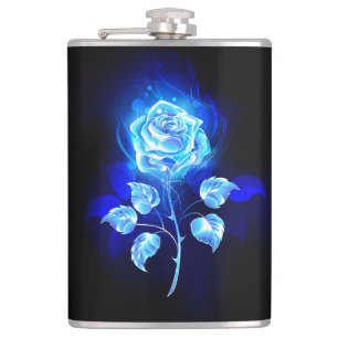 Burning Blue Rose Hip Flask