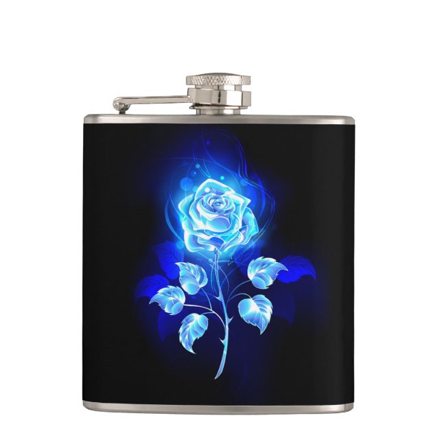 Burning Blue Rose Hip Flask (Front)