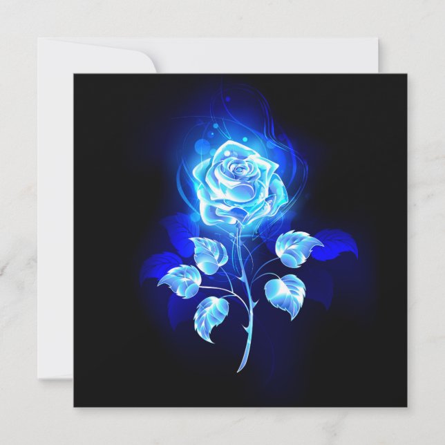 Burning Blue Rose Holiday Card (Front)