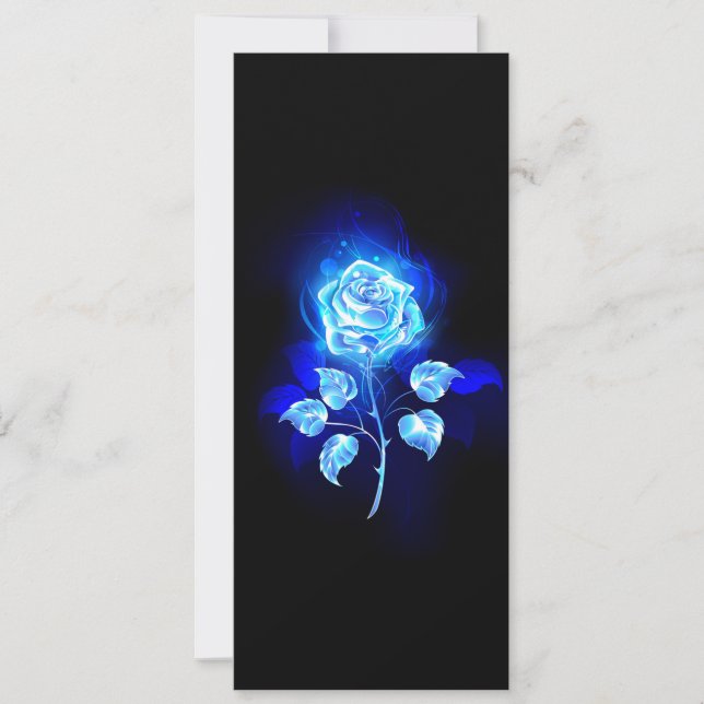 Burning Blue Rose Holiday Card (Front)