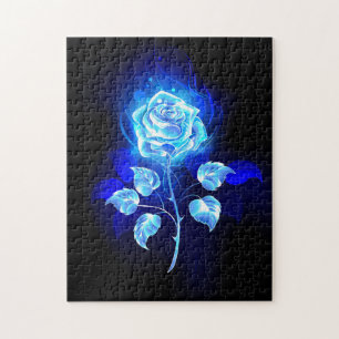 Burning Blue Rose Jigsaw Puzzle