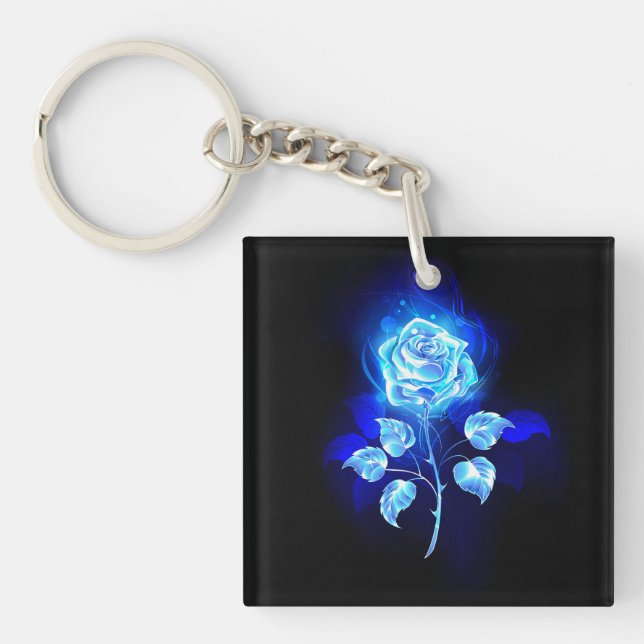 Burning Blue Rose Key Ring (Front)