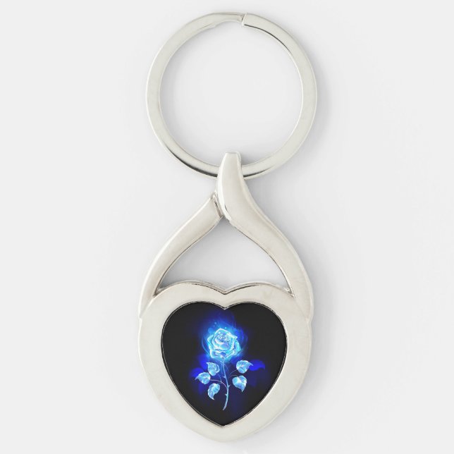 Burning Blue Rose Key Ring (Front)