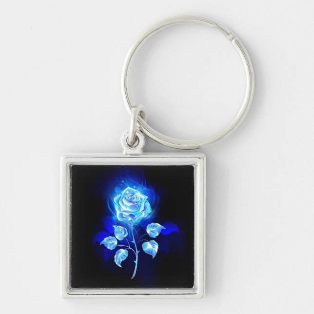 Burning Blue Rose Key Ring (Front)
