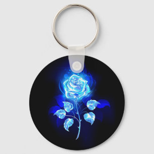 Burning Blue Rose Key Ring