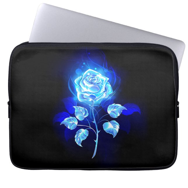 Burning Blue Rose Laptop Sleeve (Front)
