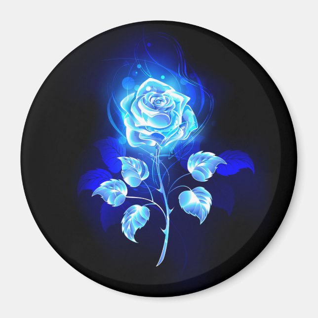 Burning Blue Rose Magnet (Front)
