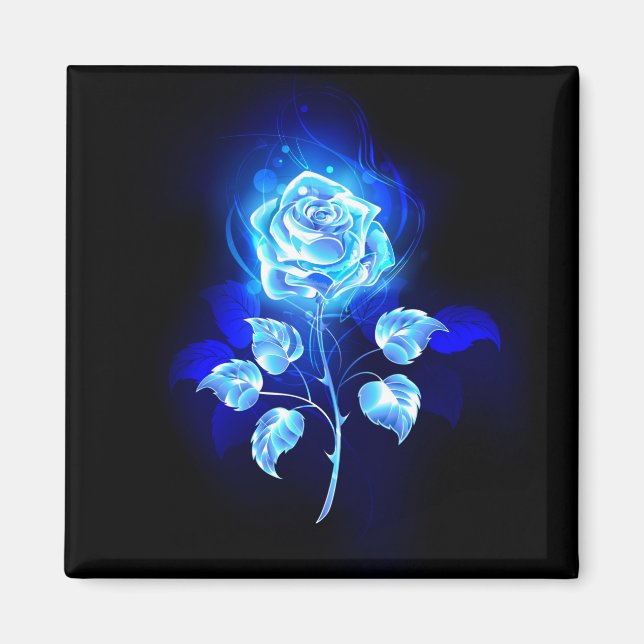 Burning Blue Rose Magnet (Front)
