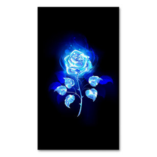 Burning Blue Rose Magnetic Business Card