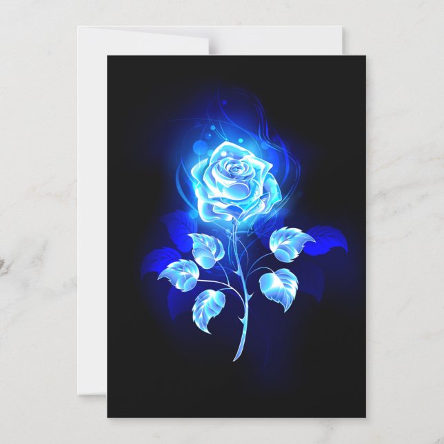 Burning Blue Rose Magnetic Invitation (Front)