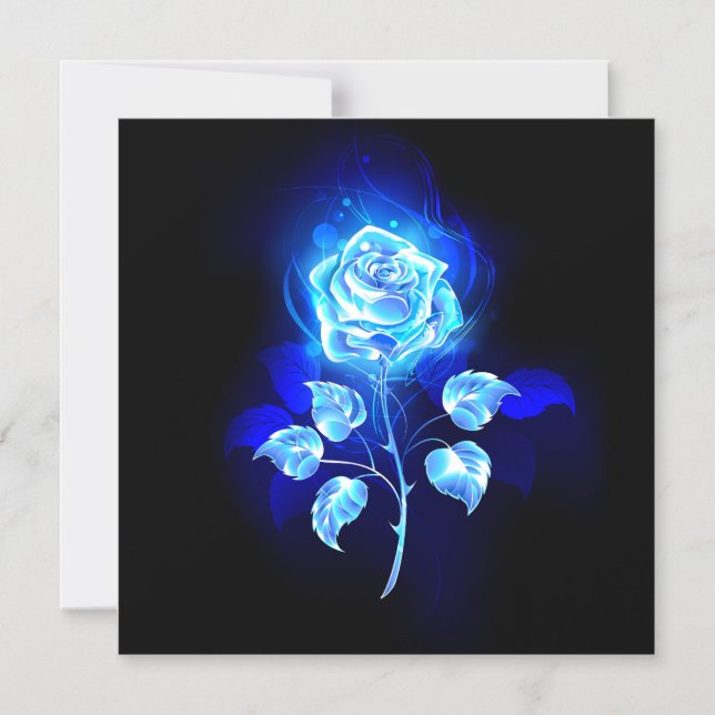 Burning Blue Rose Magnetic Invitation (Front)