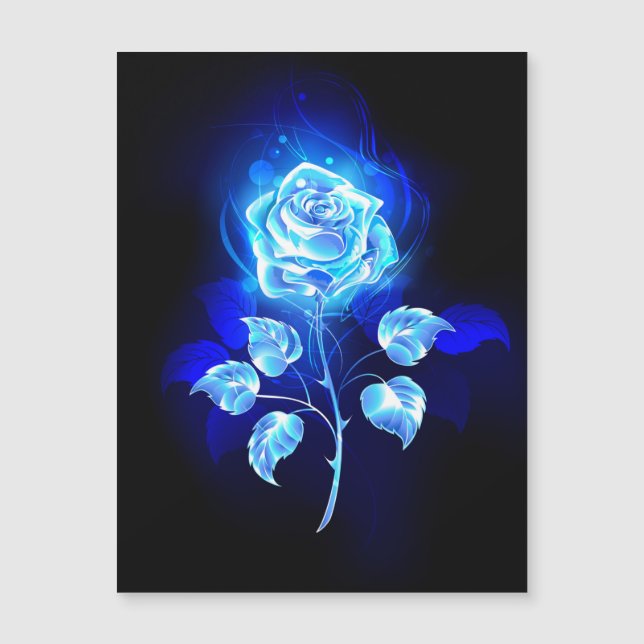 Burning Blue Rose Magnetic Invitation (Front)