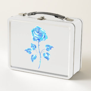 Burning Blue Rose Metal Lunch Box