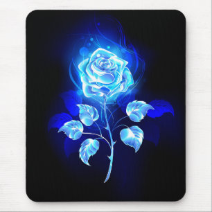 Burning Blue Rose Mouse Pad