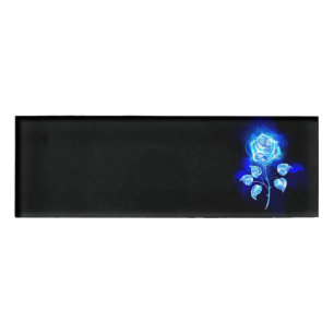 Burning Blue Rose Name Tag