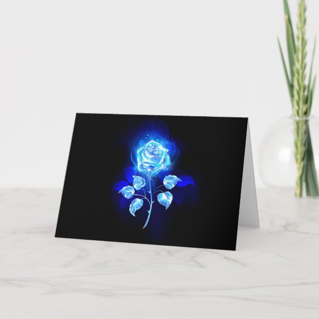 Burning Blue Rose Note Card (Front)