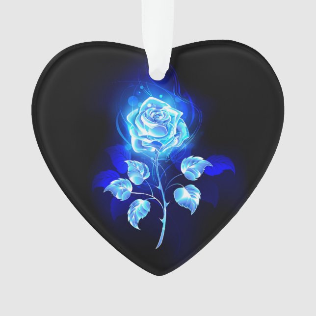 Burning Blue Rose Ornament (Front)